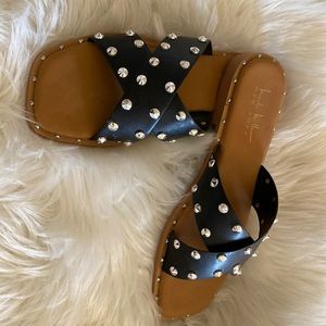 Black with Silver Spikes Nicole Miller Flats